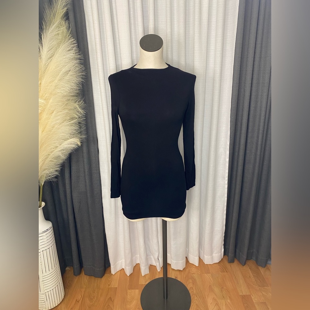 Long sleeve black mini dress